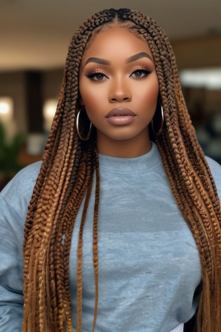 Brown Knotless Braids