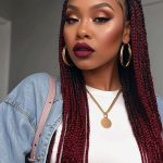 Burgundy Knotless Braids